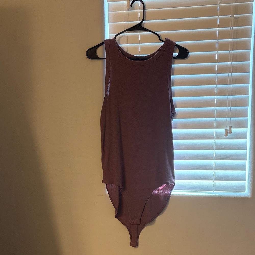 a new day Mauve Ribbed Tank Bodysuit